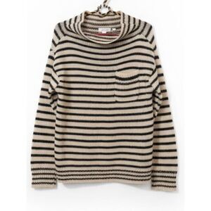 Wallace womens medium slouchy sweater mohair boho stripe sand beige tan black